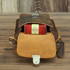 Brown Cool Leather Men Belt Pouch Vintage Coffee Waist Bag Belt Bag Hip Bag Mini Side Bag for Men - imessengerbags