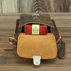 Brown Cool Leather Men Belt Pouch Vintage Coffee Waist Bag Belt Bag Hip Bag Mini Side Bag for Men