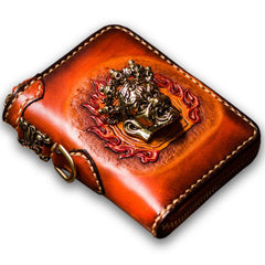 Handmade Leather Tibetan Mens billfold Wallet Cool Chain Wallet Biker Wallet for Men - imessengerbags