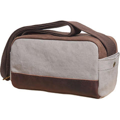Mens Canvas Leather Gray Cool Messenger Bag Side Bag for Men - imessengerbags