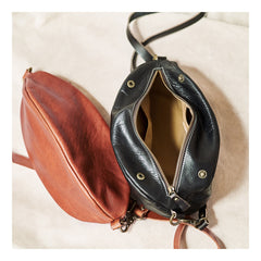 Fashionable Black Leather Mens Chest Bag Sling Bag Sling Pack One Shoulder Backpack For Men and Women - imessengerbags