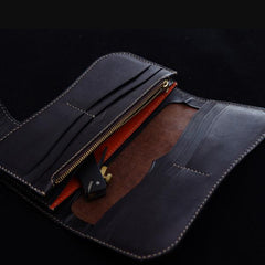 Handmade Leather Tooled Thunder God Mens Chain Biker Wallet Cool Leather Wallet With Chain Wallets for Men - imessengerbags