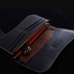 Handmade Leather Tooled Thunder God Mens Chain Biker Wallet Cool Leather Wallet With Chain Wallets for Men