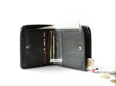 Genuine Leather Mens Cool billfold Leather Wallet Men Small Wallets Bifold for Men - imessengerbags