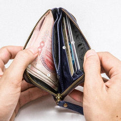 Handmade Leather Mens Chain Biker Wallet Cool Leather Wallet Zipper billfold Wallets - imessengerbags