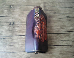 Handmade Leather Ganesha Tooled Mens Long Wallet Cool Leather Wallet Clutch Wallet for Men - imessengerbags