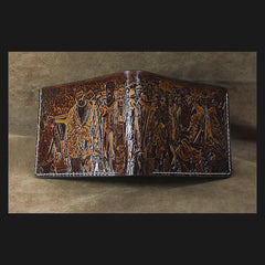 Handmade Leather Tooled TheWalkingDead Mens billfold Wallet Cool Leather Wallet Slim Wallet for Men - imessengerbags
