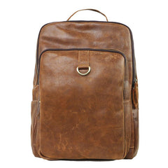 Cool Camel Leather Mens Travel Black Backpack Work 14 inches Brown Work Backpack For Men - imessengerbags