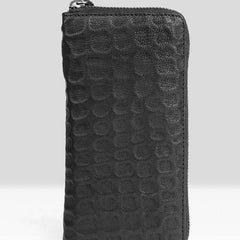 Genuine Leather Mens Cool Long Leather Wallet Zipper Clutch Wallet for Men - imessengerbags