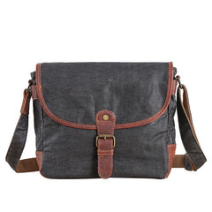 Canvas Mens Small Side Bag 10'' Courier Bag Black Postman Bag Messenger Bag for Men