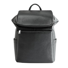 Black Fashion Mens Leather 15-inch Computer Backpacks Travel Backpacks School Backpack for men