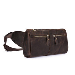 COOL Dark Brown LEATHER MENS FANNY PACK BUMBAG WAIST BAG FOR MEN - imessengerbags