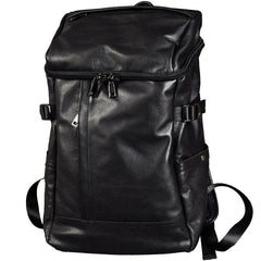 Genuine Leather Mens Cool Backpack Sling Bag Large Black Travel Bag Hiking Bag for men