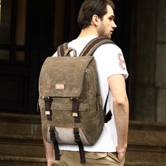 Green CANVAS WATERPROOF MENS 15'' CANON CAMERA BACKPACK LARGE NIKON CAMERA BAG DSLR CAMERA BAG FOR MEN - imessengerbags