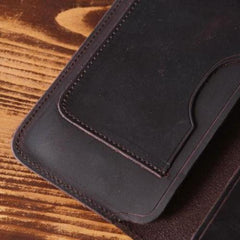 Handmade Leather Mens Cool Long Leather Wallet Slim Phone Clutch Wallet for Men