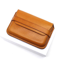 Brown Leather Mens Card Wallet Front Pocket Wallets Cool Small Change Wallet for Men
