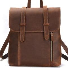 Cool Brown Leather Mens Backpack School Backpack Satchel Backpack for Men - imessengerbags
