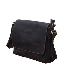 Cool Leather Mens Coffee Messenger Bag Side Bag Small Shoulder Bag for Men - imessengerbags