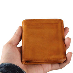 Handmade Genuine Leather Mens Cool Slim Leather Wallet Men Small Wallets Bifold for Men - imessengerbags