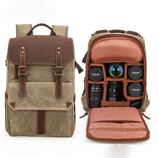 CANVAS WATERPROOF MENS CANON CAMERA BACKPACK LARGE NIKON CAMERA BAG DSLR CAMERA BAG FOR MEN - imessengerbags