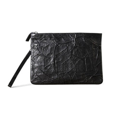 Genuine Leather Mens Clutch Cool Slim Wallet Zipper Clutch Wristlet Wallet for Men - imessengerbags