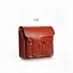 Cool Leather Mens Tan Messenger Bag Side Bag Small Shoulder Bag for Men