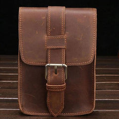 Cool Leather Mens Cigarette Case with Belt Loop Cell Phone Holster Belt Pouch for Men