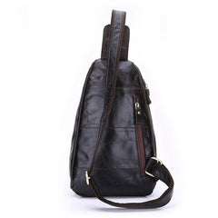 Cool Black and Brown Mens Leather Chest Bag Sling Bag Sling Crossbody Bag For Men
