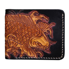 Handmade Leather Carp Mens billfold Wallet Cool Leather Wallet Slim Wallet for Men - imessengerbags