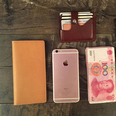 Handmade Leather Mens Cool Long Leather Wallet Slim Travel Passport Wallet for Men - imessengerbags