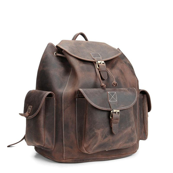Cool Leather Mens School Backpack Vintage Travel Backpack Satchel Backpack for Men - imessengerbags