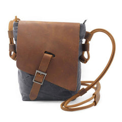 Cool Mens Waxed Canvas Leather Small Courier Bags Canvas Side Bags for Men - imessengerbags