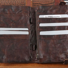 Handmade Leather Mens Cool Long Leather Wallet Bifold Clutch Wallet for Men - imessengerbags