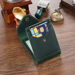 Leather Small Mens Wallet Zipper billfold Front Pocket Wallet Driver's License Card Wallet for Men - imessengerbags