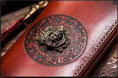 Handmade Leather Tibetan Mens Chain Biker Wallet Cool Leather Wallet Long Clutch Wallets for Men - imessengerbags