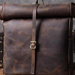 Handmade Leather Mens Cool Backpack Sling Bag Large Black Travel Bag Hiking Bag for men - imessengerbags