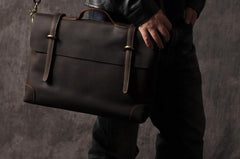 Genuine Leather Mens Cool Messenger Bag Briefcase Work Bag Business Bag for men