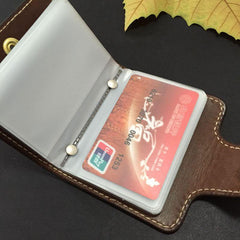 Handmade Leather Mens Cool Short Wallet Card Holder Small Card Slim Wallets for Men