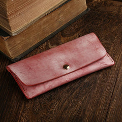 Handmade Mens Leather Blue Envelope Bag Long Wallet Phone Bag Green Clutch for Men - imessengerbags