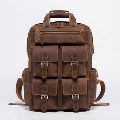 Vintage Mens Leather Large Laptop Backpack Travel Backpack Leather School Backpacks for Men