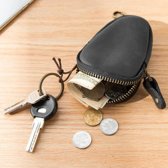 Black Leather Mens Small Car Key Wallet Brown Key Holder Coin Purse For Men - imessengerbags