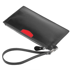 Oiled Leather Men's Yellow Ultra Slim Wristlet Wallet Zipper Multiple Purse Wallet Phone Bag For Men