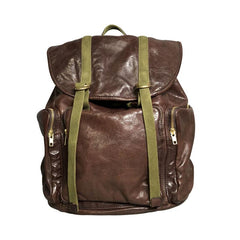 Genuine Leather Mens Cool Backpack Sling Bag Large Black Travel Bag Hiking Bag for men