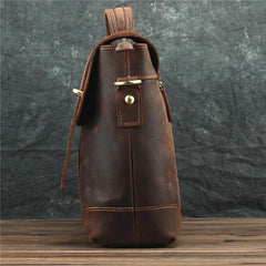 Brown Leather Men's Professional Briefcase 14‘’ Laptop Handbag Business Bag For Men - imessengerbags