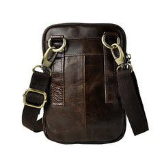 Fashion Leather Men's Belt Pouch Cell Phone Holsters Brown Mini Side Bag For Men - imessengerbags