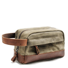 Cool Canvas Leather Mens Clutch Bag Handbag Storage Bag Wash Bag For Men - imessengerbags