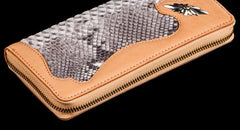 Handmade Leather Mens Chain Biker Wallet Cool Leather Wallet Long Clutch Wallets for Men