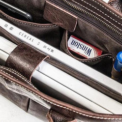 Genuine Leather Mens Briefcase Messenger Bag Laptop Bag Shoulder Bag for men