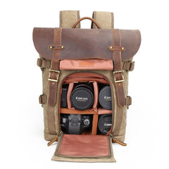 GREEN LARGE CANVAS WATERPROOF MENS CANON CAMERA BACKPACK NIKON CAMERA BAG DSLR CAMERA BAG FOR Women - imessengerbags