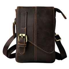Mens Leather Small Side Bag COURIER BAGs Waist Pouch Holster Belt Case Belt Pouch for Men - imessengerbags